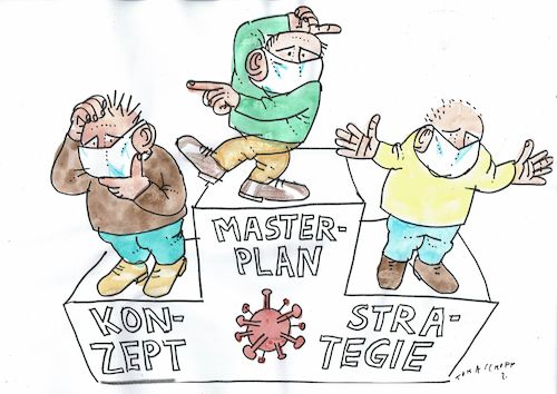 Cartoon: Masterplan (medium) by Jan Tomaschoff tagged corona,konzepte,politiker,corona,konzepte,politiker