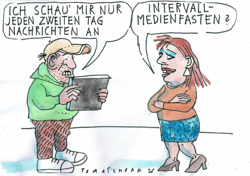 Cartoon: Medienfasten (medium) by Jan Tomaschoff tagged medien,nachrichten,medien,nachrichten