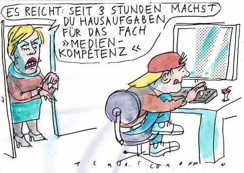 Cartoon: Medienkompetenz (medium) by Jan Tomaschoff tagged pc,internet,medien,pc,internet,medien