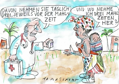 Cartoon: Medizin (medium) by Jan Tomaschoff tagged armut,afrika,gesundheit,armut,afrika,gesundheit