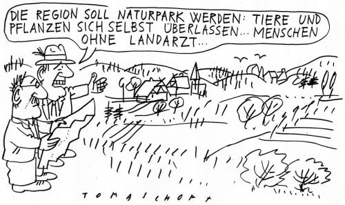 Cartoon: Menschen ohne Landarzt (medium) by Jan Tomaschoff tagged gesundheitssystem,ärzte,ärztedichte,versorgung