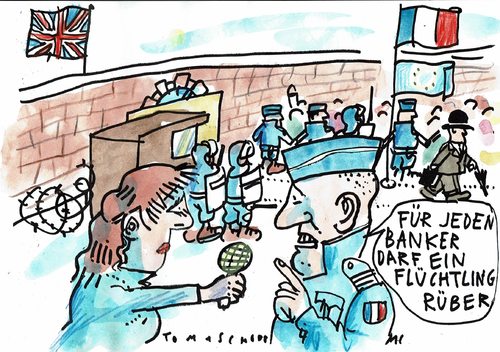 Cartoon: Migration (medium) by Jan Tomaschoff tagged eu,flüchtlinge,calais,eu,flüchtlinge,calais