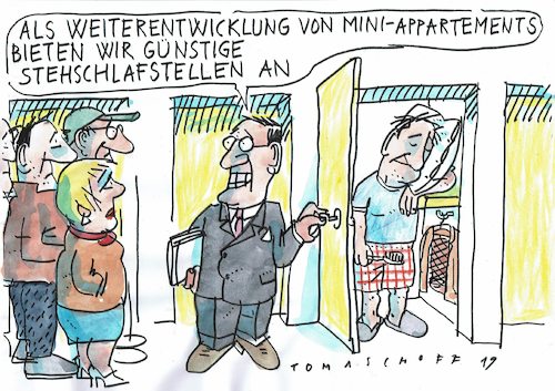 Cartoon: Miniwohnung (medium) by Jan Tomaschoff tagged mieten,wohnungsmangen,miniappartements,mieten,wohnungsmangen,miniappartements