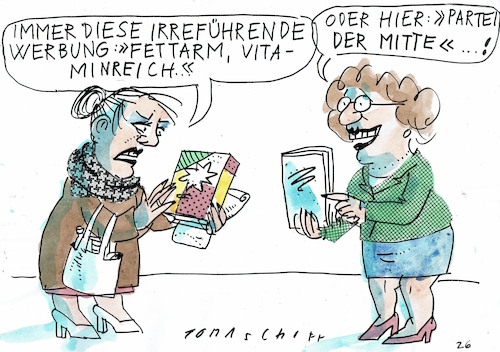 Cartoon: Mitte (medium) by Jan Tomaschoff tagged parteien,mitte,versprechen,täuschung,parteien,mitte,versprechen,täuschung