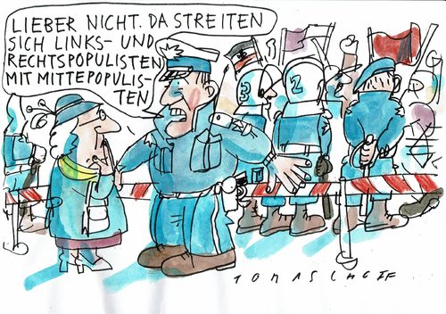 Cartoon: Mittepopulisten (medium) by Jan Tomaschoff tagged toleranz,populismus,toleranz,populismus