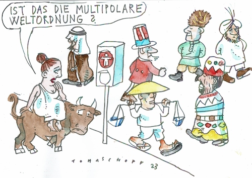 Cartoon: multipolar (medium) by Jan Tomaschoff tagged politik,weltordnung,großmächte,europa,politik,weltordnung,großmächte,europa