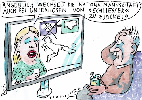 Cartoon: Nationalmannschaft (medium) by Jan Tomaschoff tagged fussball,trikots,kleidung,fussball,trikots,kleidung