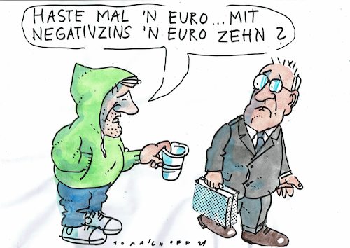 Cartoon: Negativzins (medium) by Jan Tomaschoff tagged negativzuins,geld,negativzuins,geld