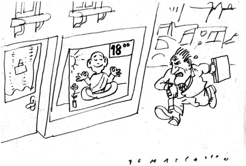 Cartoon: no (medium) by Jan Tomaschoff tagged no,achtsamkeit,yoga,meditation,zeitmanagement,stress,entspannung,sport,gesundheit,burnout,arbeitsleben,büro,freizeit,aggression,tiefenentspannt,kurs,gelassenheit