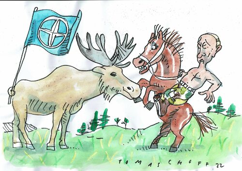Cartoon: Norden (medium) by Jan Tomaschoff tagged ukraine,krieg,russland,nato,ukraine,krieg,russland,nato