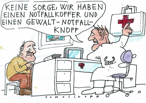 Cartoon: Notfall (medium) by Jan Tomaschoff tagged gesundheitb,ärzte,gewalt,übergriffe,gesundheitb,ärzte,gewalt,übergriffe