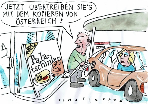 Cartoon: Österreich (medium) by Jan Tomaschoff tagged benzinpreis,nahost,österreich,benzinpreis,nahost,österreich