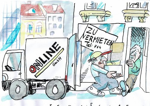 Cartoon: on line (medium) by Jan Tomaschoff tagged handel,internet,versand,handel,internet,versand