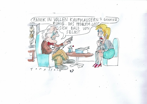Cartoon: Panik (medium) by Jan Tomaschoff tagged kaufhaus,pleite,kaufhaus,pleite