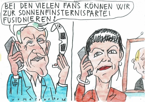 Cartoon: Partei (medium) by Jan Tomaschoff tagged extreme,afd,höcke,bsw,wagenknecht,extreme,afd,höcke,bsw,wagenknecht