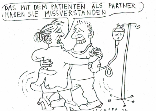 Cartoon: Partner (medium) by Jan Tomaschoff tagged ärztin,arzt,patient,in,ärztin,arzt,patient,in