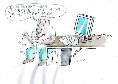 Cartoon: PC (medium) by Jan Tomaschoff tagged edv,pc,mensch,maschine,edv,pc,mensch,maschine
