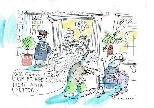Cartoon: Pflege (medium) by Jan Tomaschoff tagged pflege,kosten,demografie,pflege,kosten,demografie