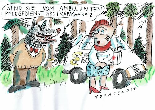 Cartoon: Pflegedienst (medium) by Jan Tomaschoff tagged ambulante,pflege,ambulante,pflege