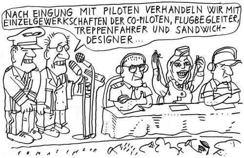 Cartoon: Piloten ist nichts verboten (medium) by Jan Tomaschoff tagged piloten,gehälter,tarife,fluglotsen,streik,gewerkschaften