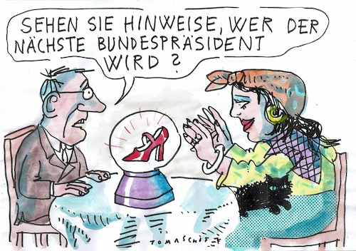 Cartoon: PräsidentIn (medium) by Jan Tomaschoff tagged mann,frau,politiker,bundespräsidentin,mann,frau,politiker,bundespräsidentin