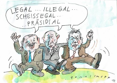 Cartoon: präsidial (medium) by Jan Tomaschoff tagged präsidialdemokratie,autokratie,rechtsstaat,präsidialdemokratie,autokratie,rechtsstaat
