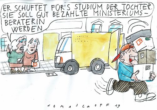 Cartoon: prekär (medium) by Jan Tomaschoff tagged löhne,ungleichheit,niedriglohnsektor,löhne,ungleichheit,niedriglohnsektor