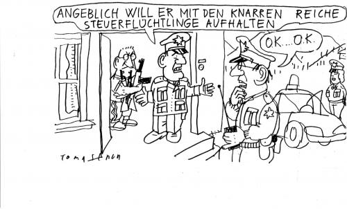 Cartoon: Privater Waffenbesitz (medium) by Jan Tomaschoff tagged schusswaffen,schützenvereine,lobby,waffenbesitz,winnenden,amok,steuerflüchtlinge,steueroasen