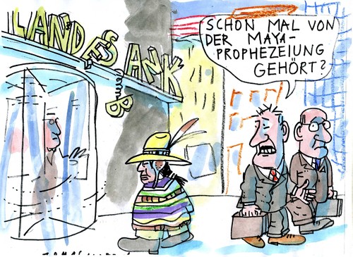 Cartoon: Prophezeiung (medium) by Jan Tomaschoff tagged maya,prophezeiung,2012