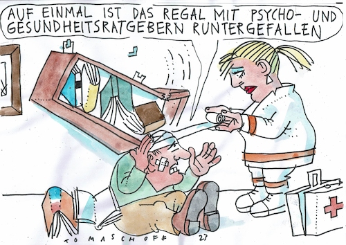 Cartoon: Ratgeber (medium) by Jan Tomaschoff tagged gesundheit,psyche,ratgeber,geschäft,gesundheit,psyche,ratgeber,geschäft
