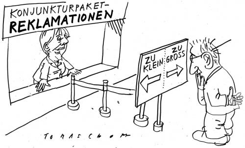 Cartoon: Reklamationen (medium) by Jan Tomaschoff tagged rettungspakete,milliardenpakete,finanzkrise,schutzschirm,milliardenbürgschaften,bankenkrise,wirtschaftskrise,rezession,banker