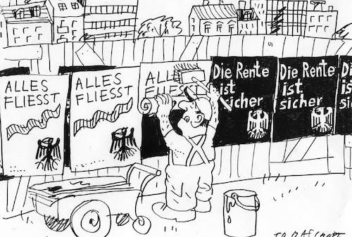 Cartoon: Rente (medium) by Jan Tomaschoff tagged rente,rentner,vorsorge,verprechen,bundesregierung