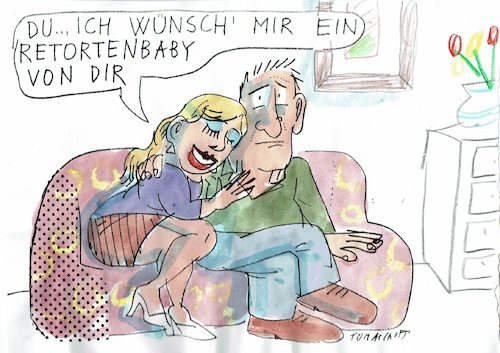 Cartoon: Retortenbaby (medium) by Jan Tomaschoff tagged liebe,baby,kinderwunsch,liebe,baby,kinderwunsch