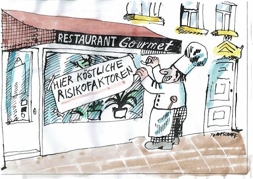 Cartoon: Risiko (medium) by Jan Tomaschoff tagged gastronomie,ernährung,risikofaktoren,gastronomie,ernährung,risikofaktoren