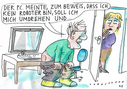 Cartoon: Roboter (medium) by Jan Tomaschoff tagged internet,roboter,mensch,internet,roboter,mensch