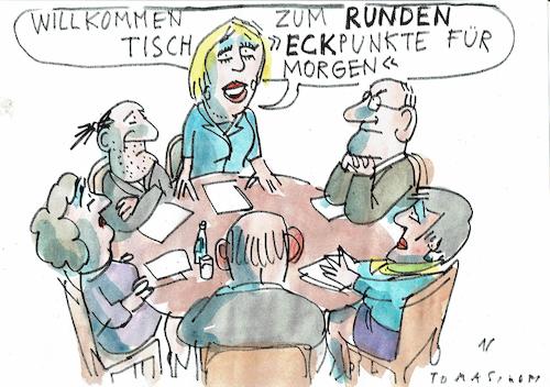 Cartoon: runder Tisch (medium) by Jan Tomaschoff tagged phrasen,eckpunkte,phrasen,eckpunkte