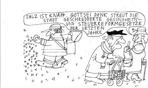 Cartoon: Salz ist knapp (medium) by Jan Tomaschoff tagged gesundheitsreform,patienten,krankenkassen