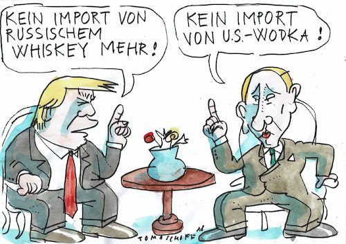 Cartoon: Sanktionen (medium) by Jan Tomaschoff tagged trump,putin,sanktionen,trump,putin,sanktionen