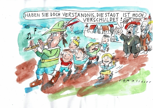 Cartoon: Satdthaushalt (medium) by Jan Tomaschoff tagged stadt,haushalt,schulden,stadt,haushalt,schulden