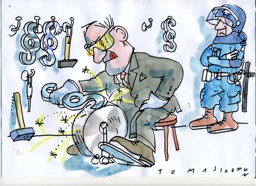 Cartoon: schärfere Gesetze (medium) by Jan Tomaschoff tagged terror,migration,gewalt,terror,migration,gewalt