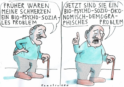 Cartoon: Schmerz (medium) by Jan Tomaschoff tagged alter,krankheit,schmerz,phrasen,gesundheit,kosten,alter,krankheit,schmerz,phrasen,gesundheit,kosten