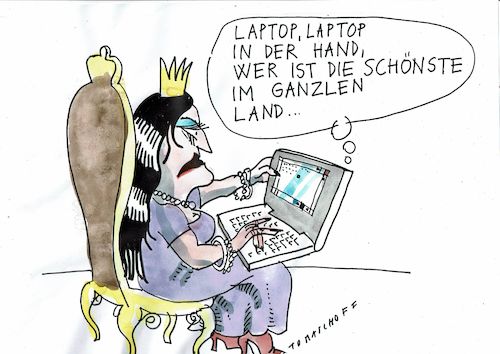 Cartoon: Schönste (medium) by Jan Tomaschoff tagged internet,kommunikation,egoismus,internet,kommunikation,egoismus