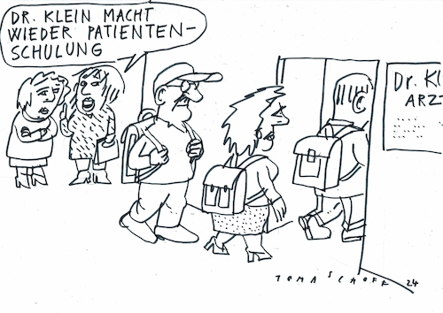 Cartoon: Schulung (medium) by Jan Tomaschoff tagged arzt,patient,schulung,information,arzt,patient,schulung,information