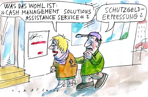 Cartoon: Schutzgeld (medium) by Jan Tomaschoff tagged wirtschaft,kriminalität,wirtschaft,kriminalität