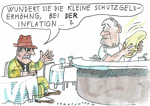 Cartoon: Schutzgeld (medium) by Jan Tomaschoff tagged inflation,mafia,inflation,mafia