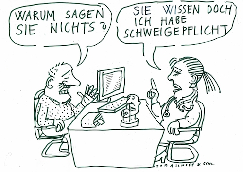 Cartoon: Schweigepflicht (medium) by Jan Tomaschoff tagged gesundheit,arzt,schweigepflicht,gesundheit,arzt,schweigepflicht