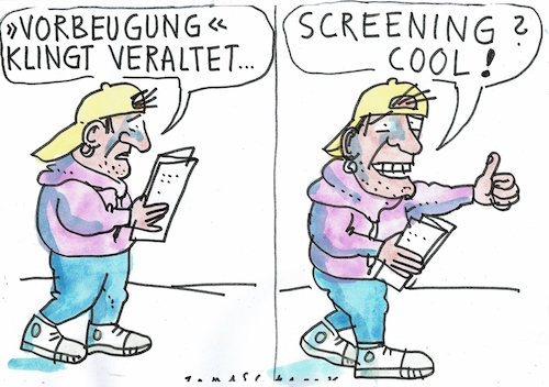 Cartoon: Screening (medium) by Jan Tomaschoff tagged gesundheit,vorsorge,mode,gesundheit,vorsorge,mode