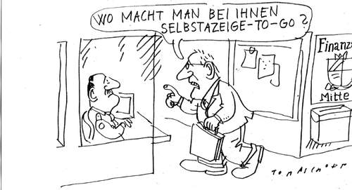 Cartoon: Selbstanzeige (medium) by Jan Tomaschoff tagged steuerdaten,steuerhinterzeihung,cd,selbstanzeige,schweiz