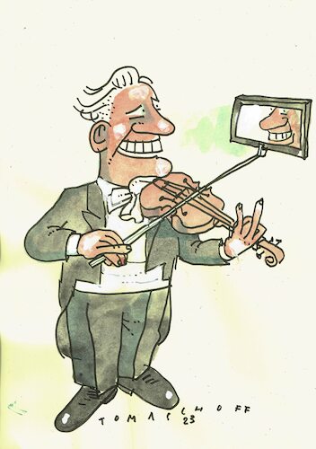 Cartoon: Selfie (medium) by Jan Tomaschoff tagged handy,selfie,narzissmus,musik,handy,selfie,narzissmus,musik