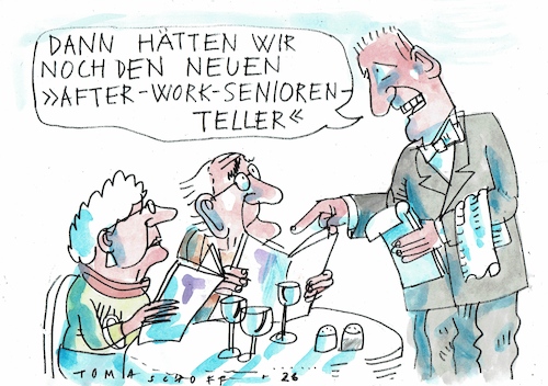 Cartoon: Senioren (medium) by Jan Tomaschoff tagged arbeitsmarkt,senioren,rente,fachkräfte,arbeitsmarkt,senioren,rente,fachkräfte